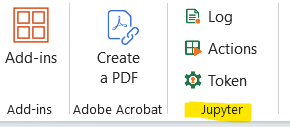 Jupyter For Excel ribbon buttons